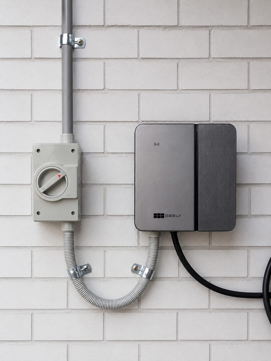 Home EV charger installed on a wall by MCP Electrical in Newcastle